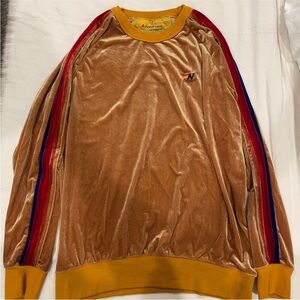 Aviator Nation Velour Relaxed Crewneck with Striped Sleeves